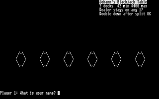 Johann's Blackjack Table atari screenshot